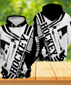 Black White Hockey Unisex All Over Hoodie