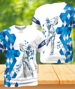 Personalized Blue Diamond Pattern Golfer Men's 3D T-shirt