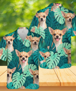Chihuahua Hawaiian Shirt Tropical Palm Leaf Print Aloha Top