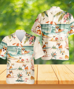 Corgi Surfing Hawaiian Shirt – Cute Beach Dog Aloha Shirt for Corgi Lovers