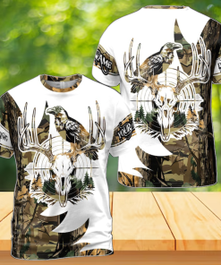 Customized Hunting with Stag Head Design Hunting 3D T-Shirt