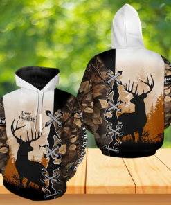 Deer Hunting Buck Silhouette Camo All Over Hoodie
