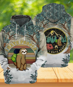 Funny Sloth I Hate People Camping All Over Hoodie
