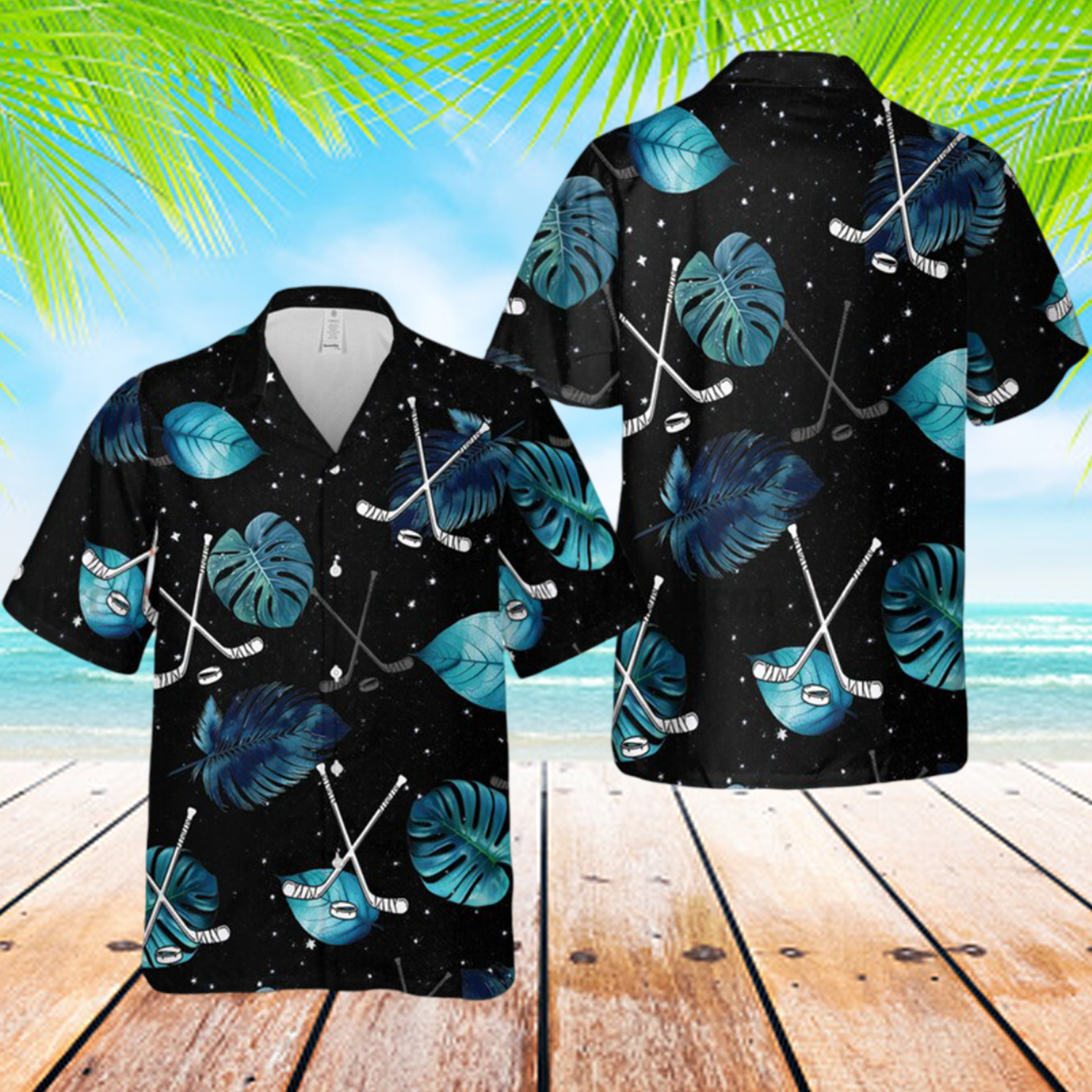 Hockey Tropical Pattern Hawaiian Shirt