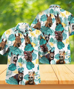 Horse In Tropical Leaves Pattern Hawaiian Shirt