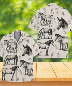 Horse Sketch Hawaiian Shirt
