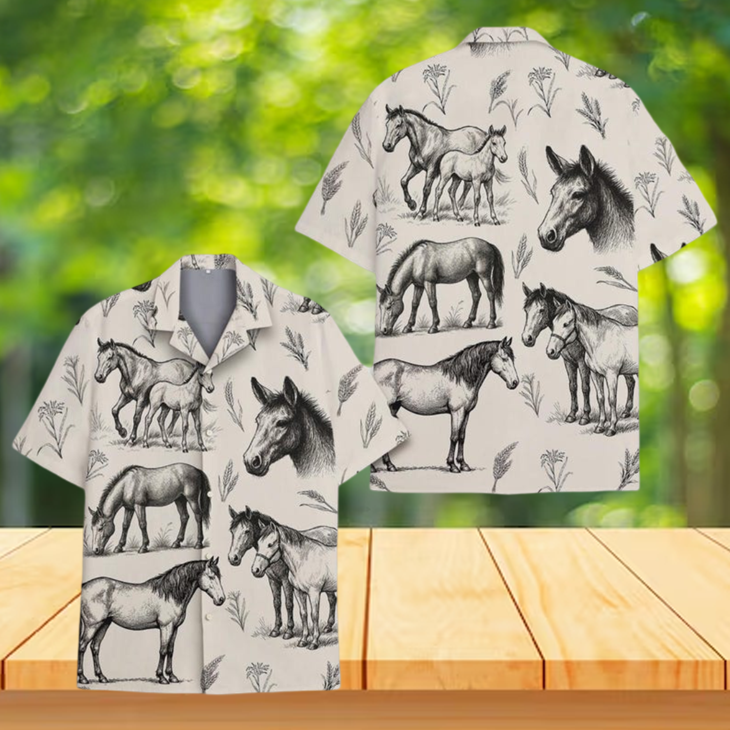 Horse Sketch Hawaiian Shirt
