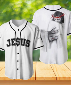 Jesus Baseball Jersey White with Black Piping