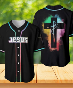 Jesus Baseball Jersey with Colorful Cross Back