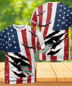 Personalized American Flag Bass Fishing 3D T-Shirt