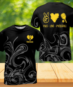 Personalized Pickleball Team Marble Pattern Peace Love Men's T-shirt