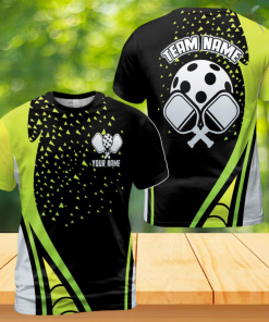 Personalized Pickleball Team Name Green Triangle Pattern Men's T-shirt