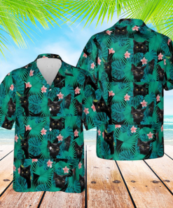 Tropical Black Cat Hawaii Shirt