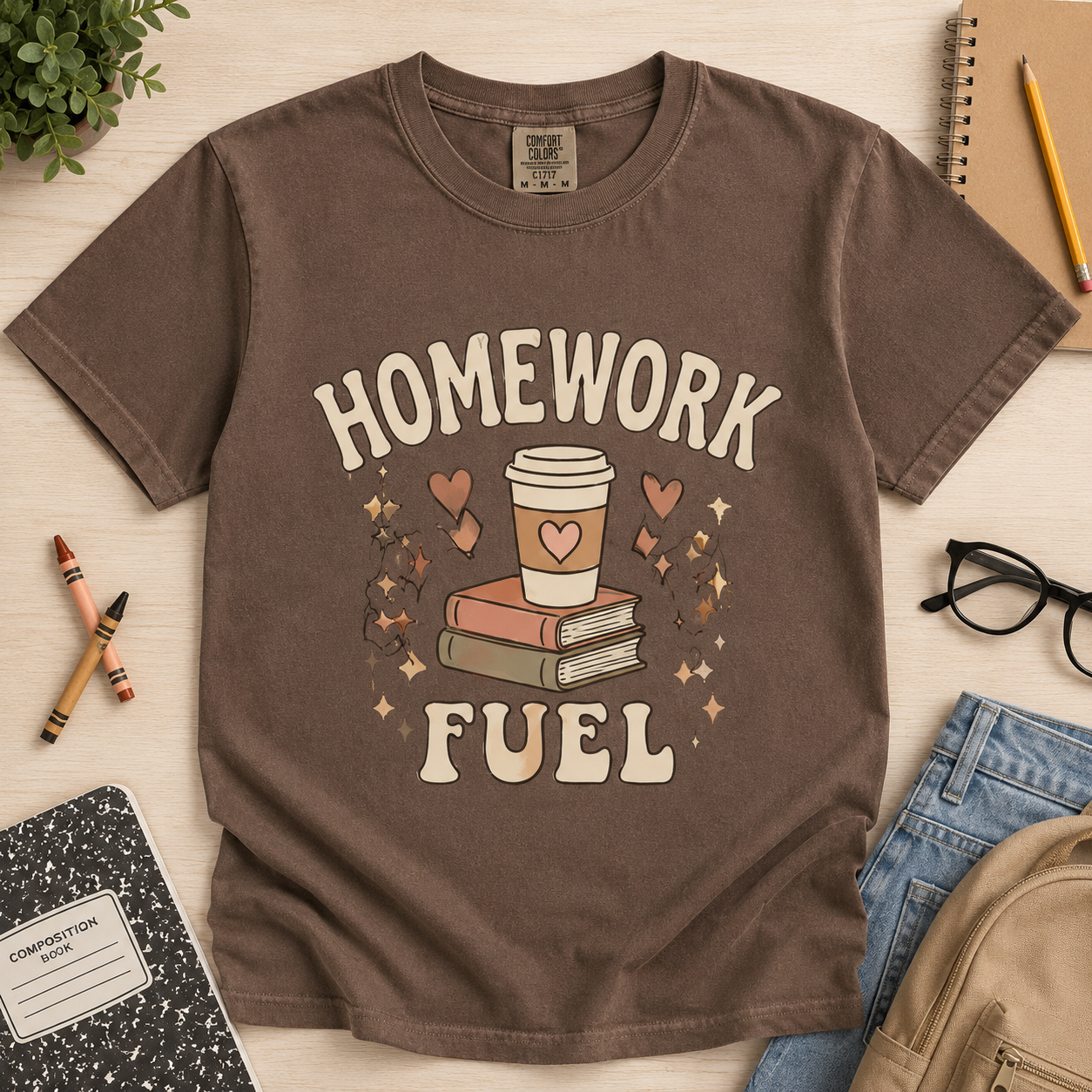 Homework Fuel Shirt, Coffee Teacher School Tee