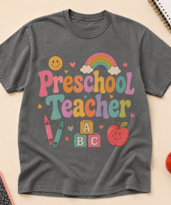 Preschool Teacher Shirt, Cute Pre-K Teacher Tee, Rainbow ABC Teacher Shirt