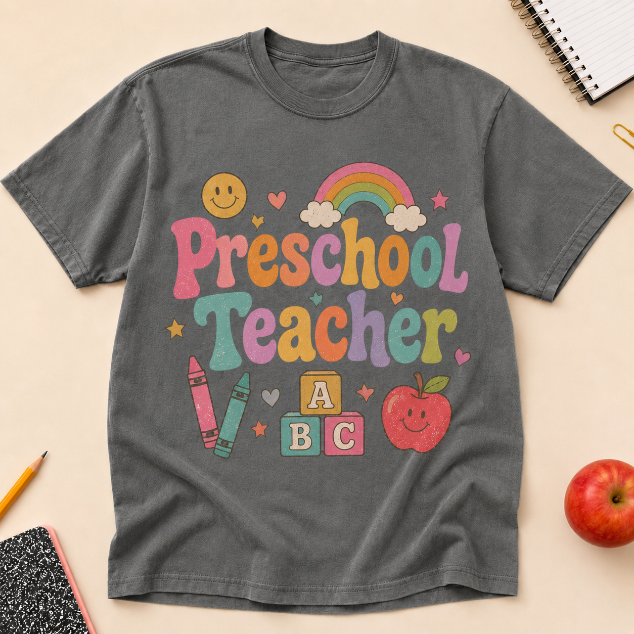 Preschool Teacher Shirt, Cute Pre-K Teacher Tee, Rainbow ABC Teacher Shirt