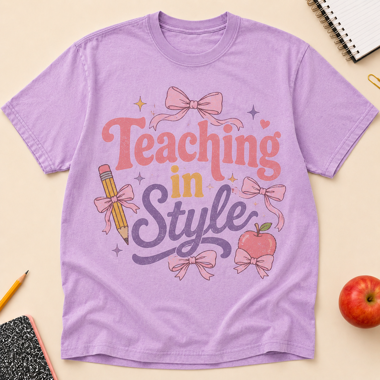 Teaching in Style Shirt, Coquette Teacher Tee, Bow Teacher Shirt